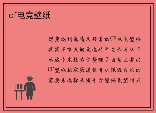 cf电竞壁纸